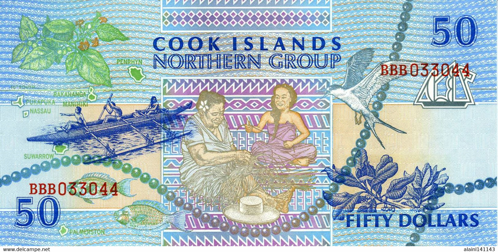 ÎLES COOK Government Of The Cook Islands 50 Dollars (1992) Série BBB 033044 Northern Group  P.010a - UNC - Altri – Oceania