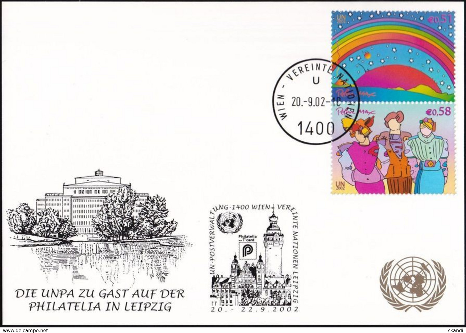 UNO WIEN 2002 Mi-Nr. 244 WEISSE KARTE - PHILATELIA LEIPZIG 02.09.2002 - Covers & Documents