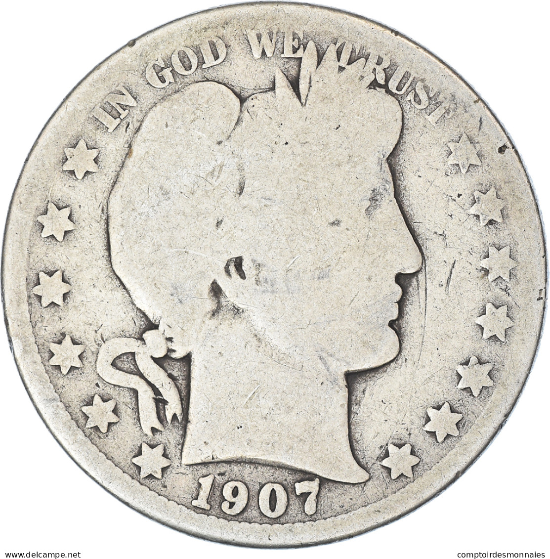 Monnaie, États-Unis, Barber Half Dollar, Half Dollar, 1907, U.S. Mint, New - 1892-1915: Barber