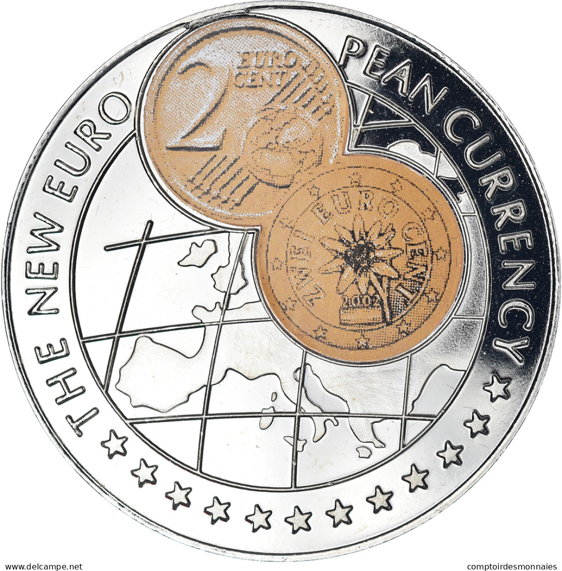 Monnaie, Ouganda, New Euro - Austria 2 Cents, 1000 Shillings, 1999, FDC - Ouganda