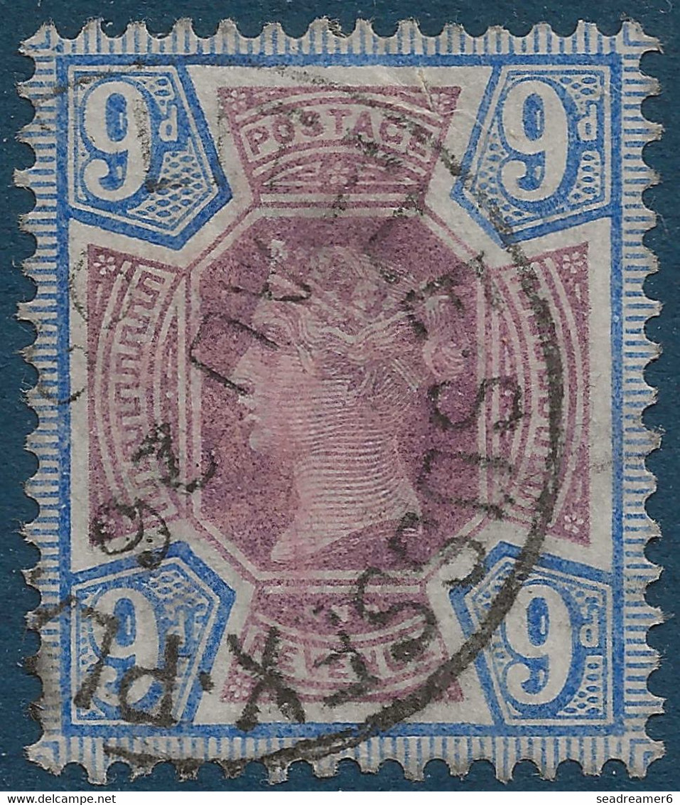 Angleterre N°101 9 Pence Bleu Et Violet Brun Obl Dateur TTB - Usados