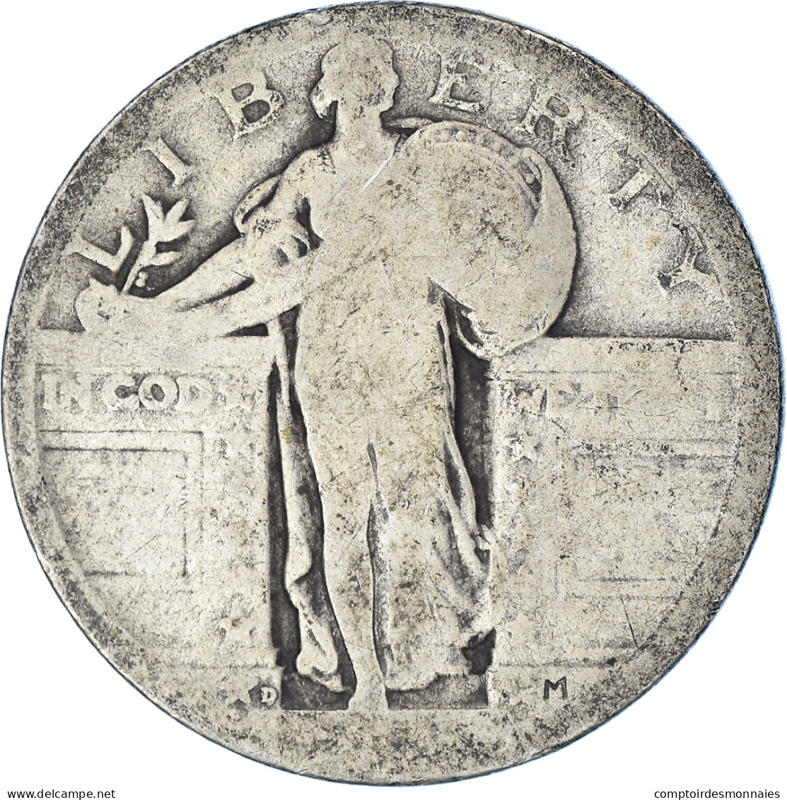 Monnaie, États-Unis, Standing Liberty Quarter, Denver, B+, Argent - 1916-1930: Standing Liberty (Liberté Debout)