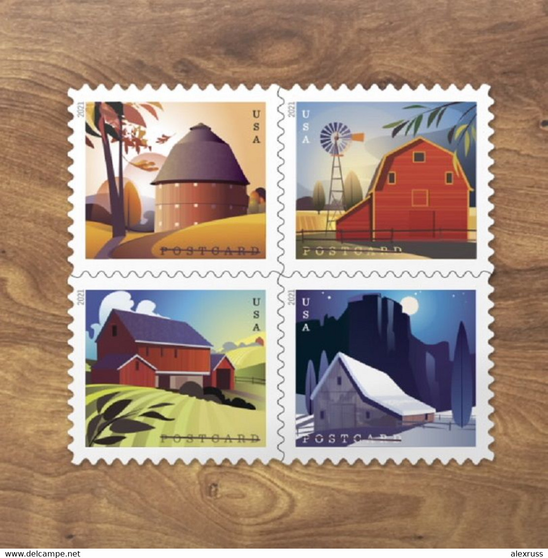 US 2021, Barns Postcard Stamps, Sheet Of 20 Forever Stamps, LUXE MNH** - Fogli Completi