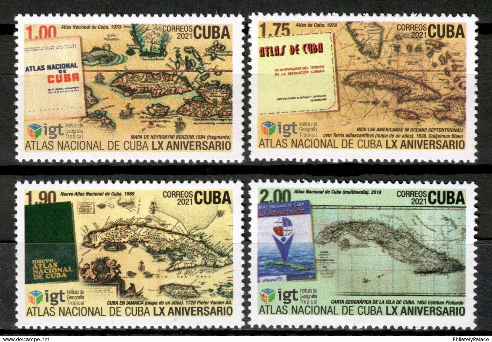 CUBA 2021 *** National Atlas Geography Maps MNH 4V STAMPS Set (**) Limited Edition - Neufs