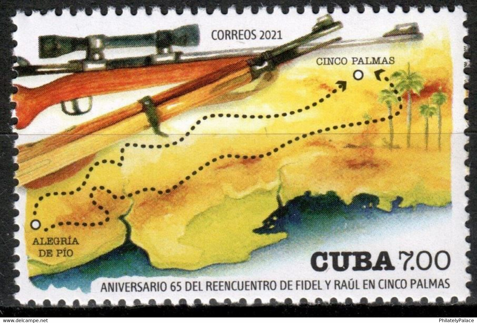 CUBA 2021 *** Raul & Fidel Castro Meeting In Cinco Palmas , Gun , Map, Hunting  MNH (**) Limited Edition - Unused Stamps