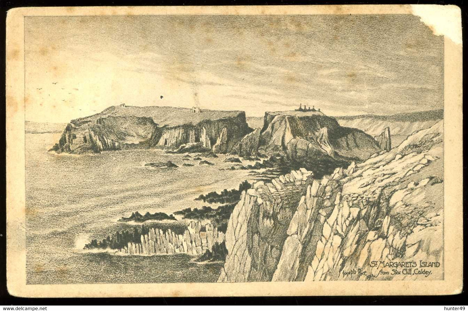 St Margaret's Island From Star Clif Joseph Pike 1918 Coin Coupé Cut Corner - Pembrokeshire