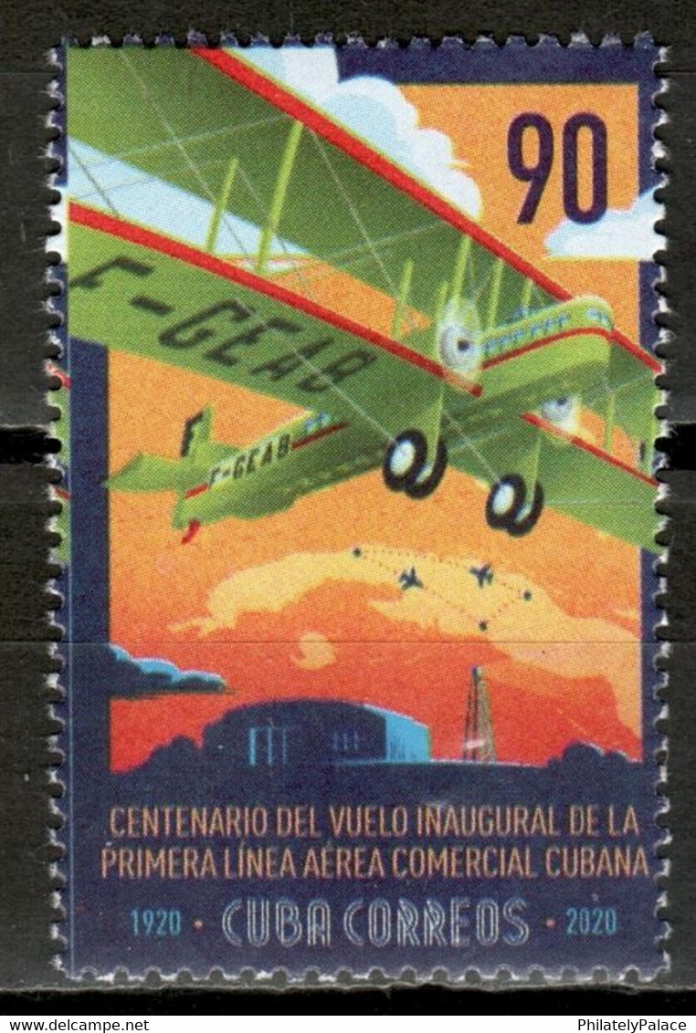 CUBA 2020 ***  Aviation First Commercial Flight Airplane MNH  (**) Limited Edition - Unused Stamps