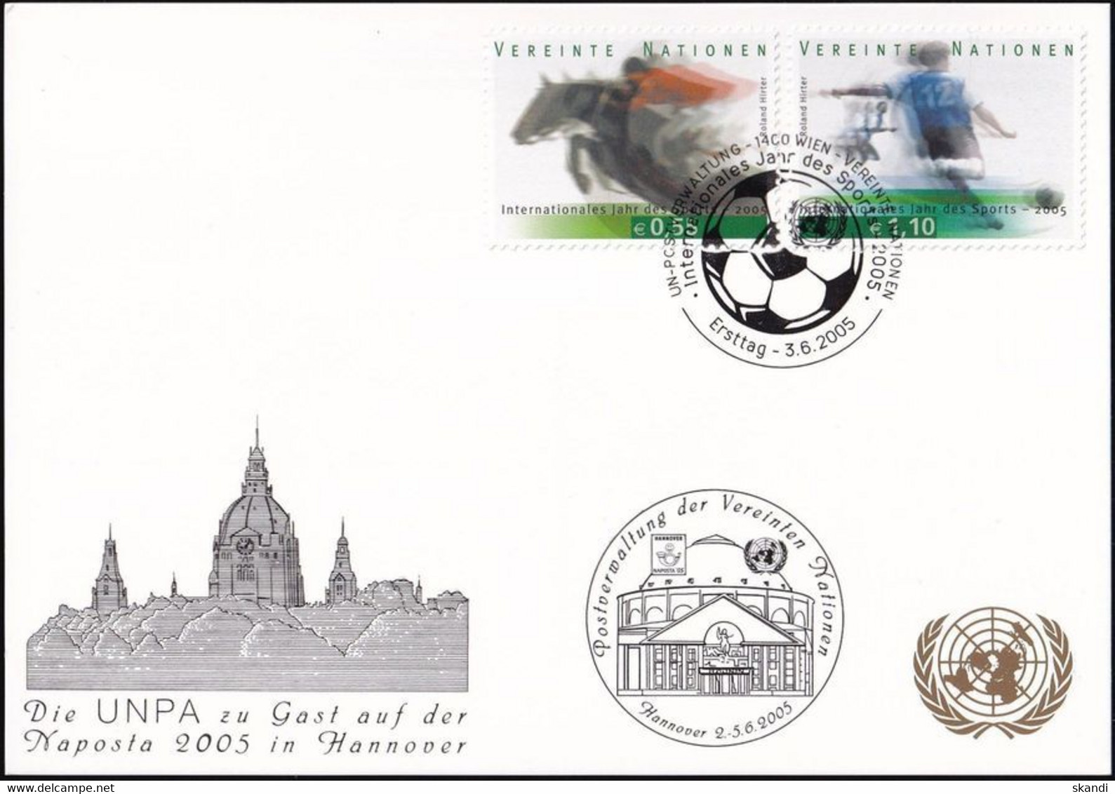 UNO WIEN 2005 Mi-Nr. 270 WEISSE KARTE - NAPOSTA 2005 HANNOVER 03.06.2005 - Storia Postale