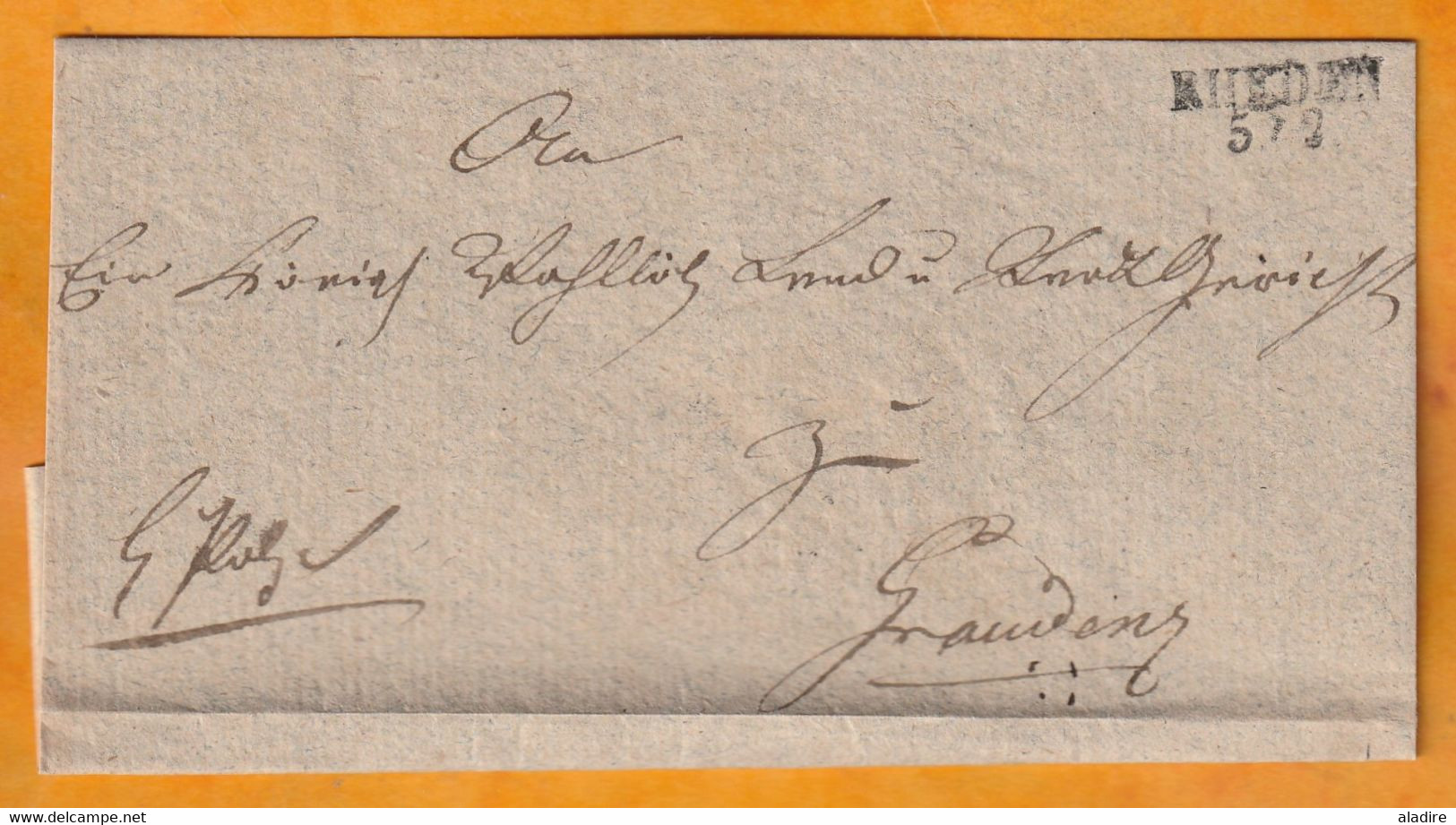 1814 - BASSE SAXE - Département Conquis - Enveloppe Pliée De RHEDEN Vers GRAUDENZ, Auj Grudziądz En Pologne - 1792-1815: Conquered Departments