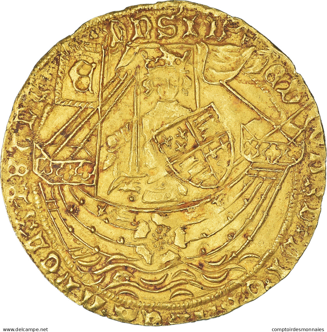 Monnaie, Grande-Bretagne, Edward IV, Noble D'or à La Rose, 1464-1470, Londres - 1066-1485 : Bas Moyen-Age