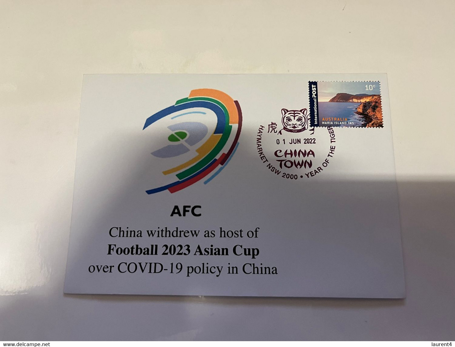 (1 G 55)  China Withdraw As Host Off Football 2023 Asian Cup Over COVID-19 Zero Policy - With OZ Stamp - Copa Asiática (AFC)