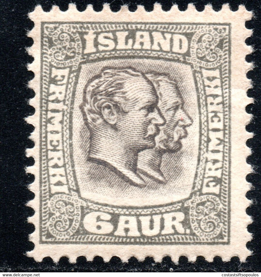 924.ICELAND,1907 CHRISTIAN IX & FREDERICK VIII 6 A.# 75 MH - Ungebraucht