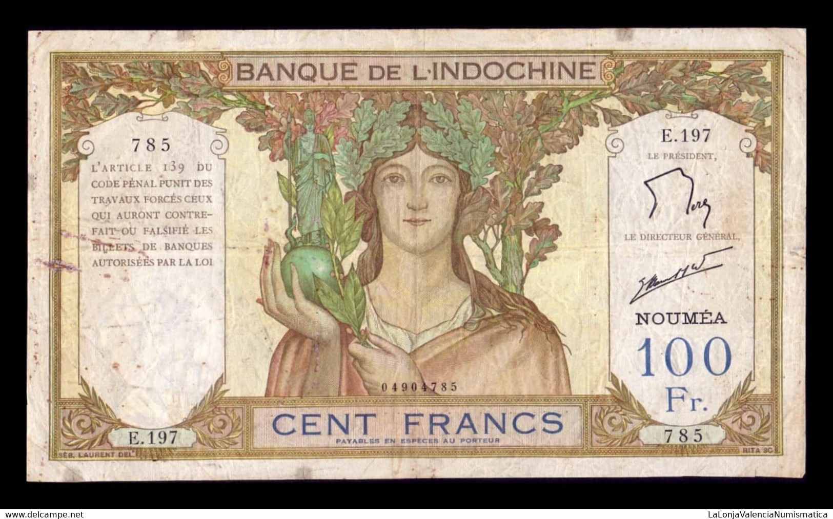 Nueva Caledonia New Caledonie 100 Francs 1937-1967 Pick 42e BC F - Numea (Nueva Caledonia 1873-1985)