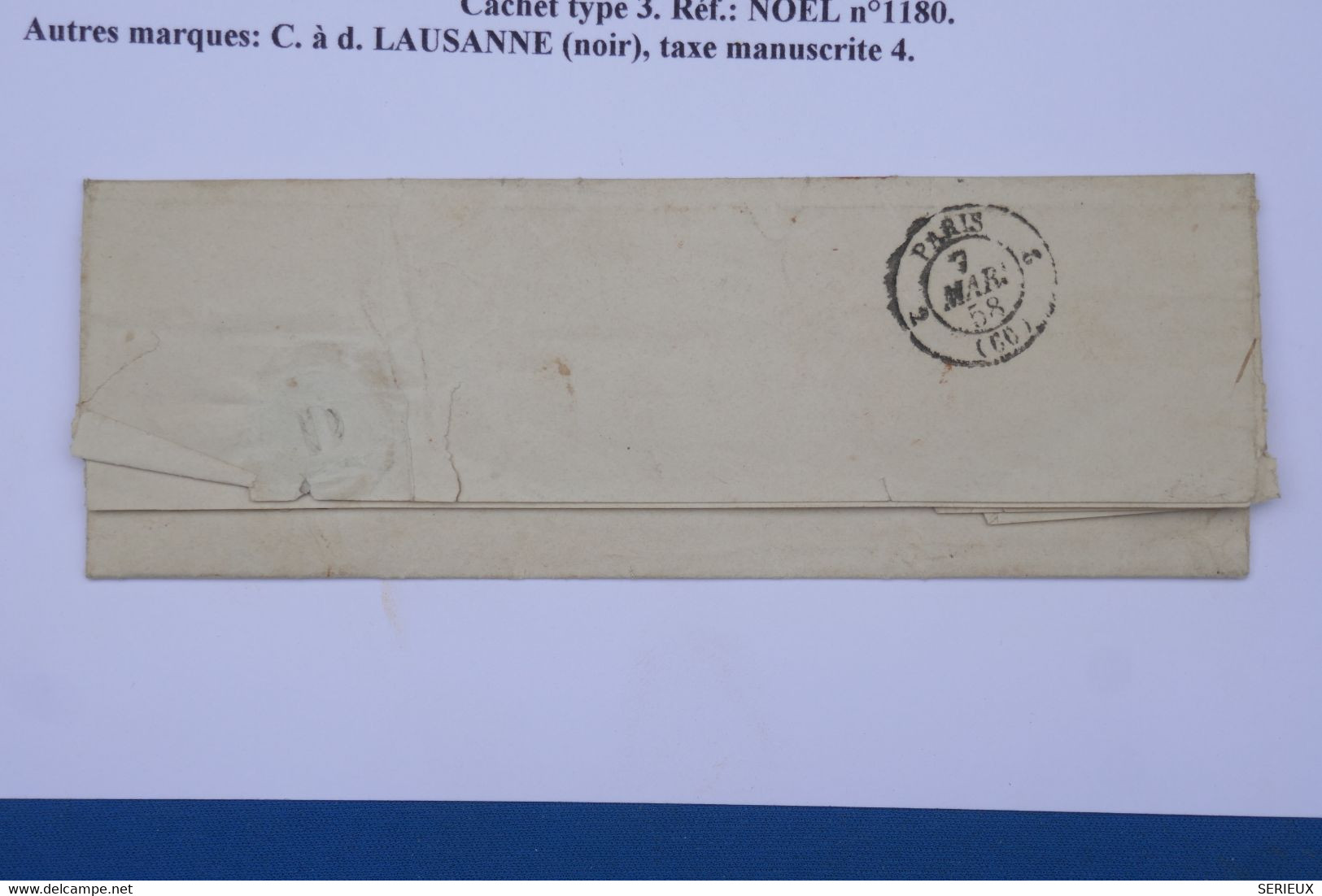 AX4 SUISSE BELLE  LETTRE 1858 LAUSANNE POUR PARIS  FRANCE  +AFFRANCH. INTERESSANT - ...-1845 Prefilatelia