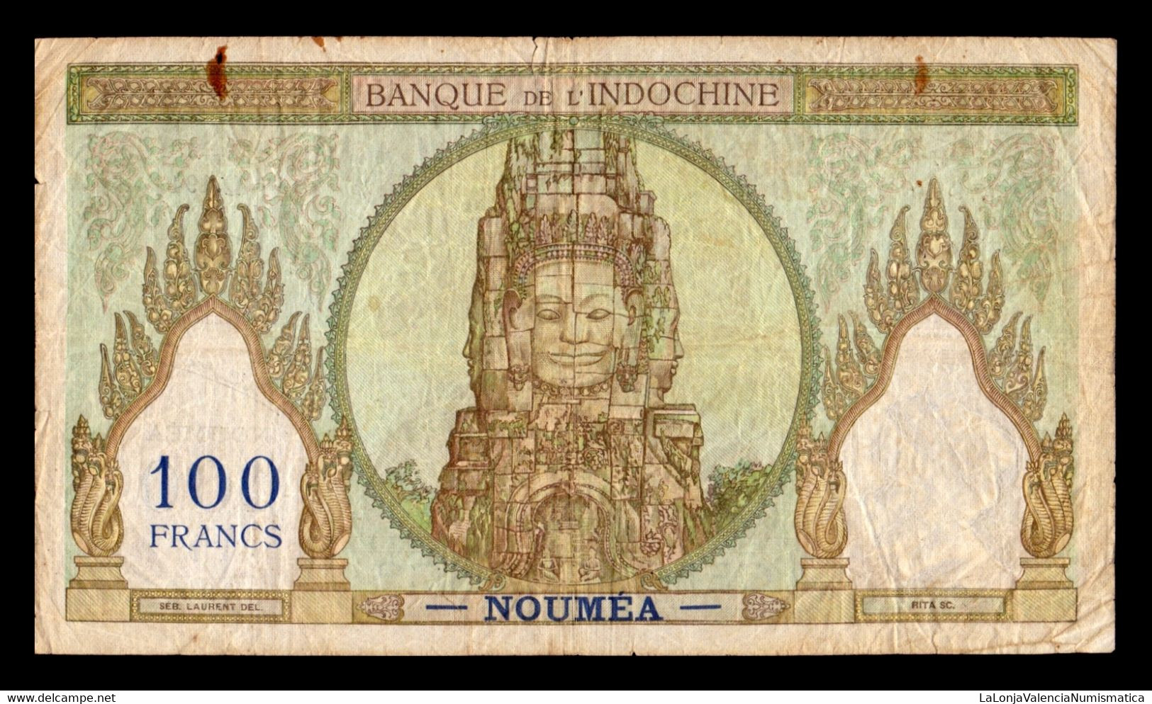 Nueva Caledonia New Caledonie 100 Francs 1937-1967 Pick 42e BC- G - Nouméa (Neukaledonien 1873-1985)