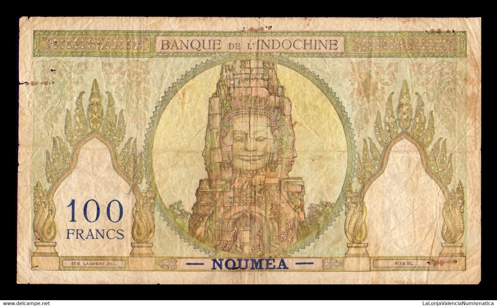 Nueva Caledonia New Caledonie 100 Francs 1937-1967 Pick 42e BC- G - Nouvelle-Calédonie 1873-1985