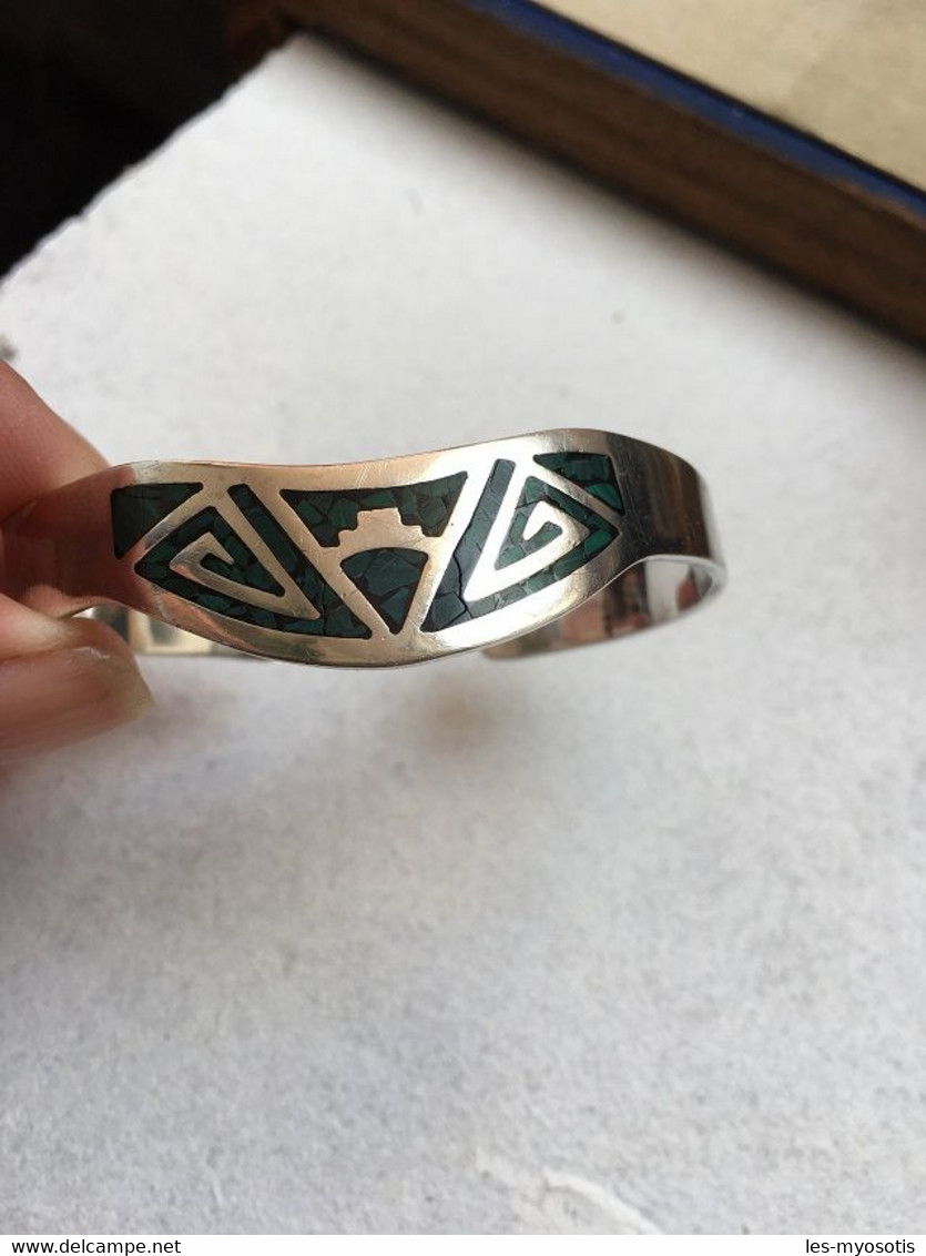 BRACELET DEMI JONC EN ARGENT MASSIF (MEXICO 925) - Armbänder