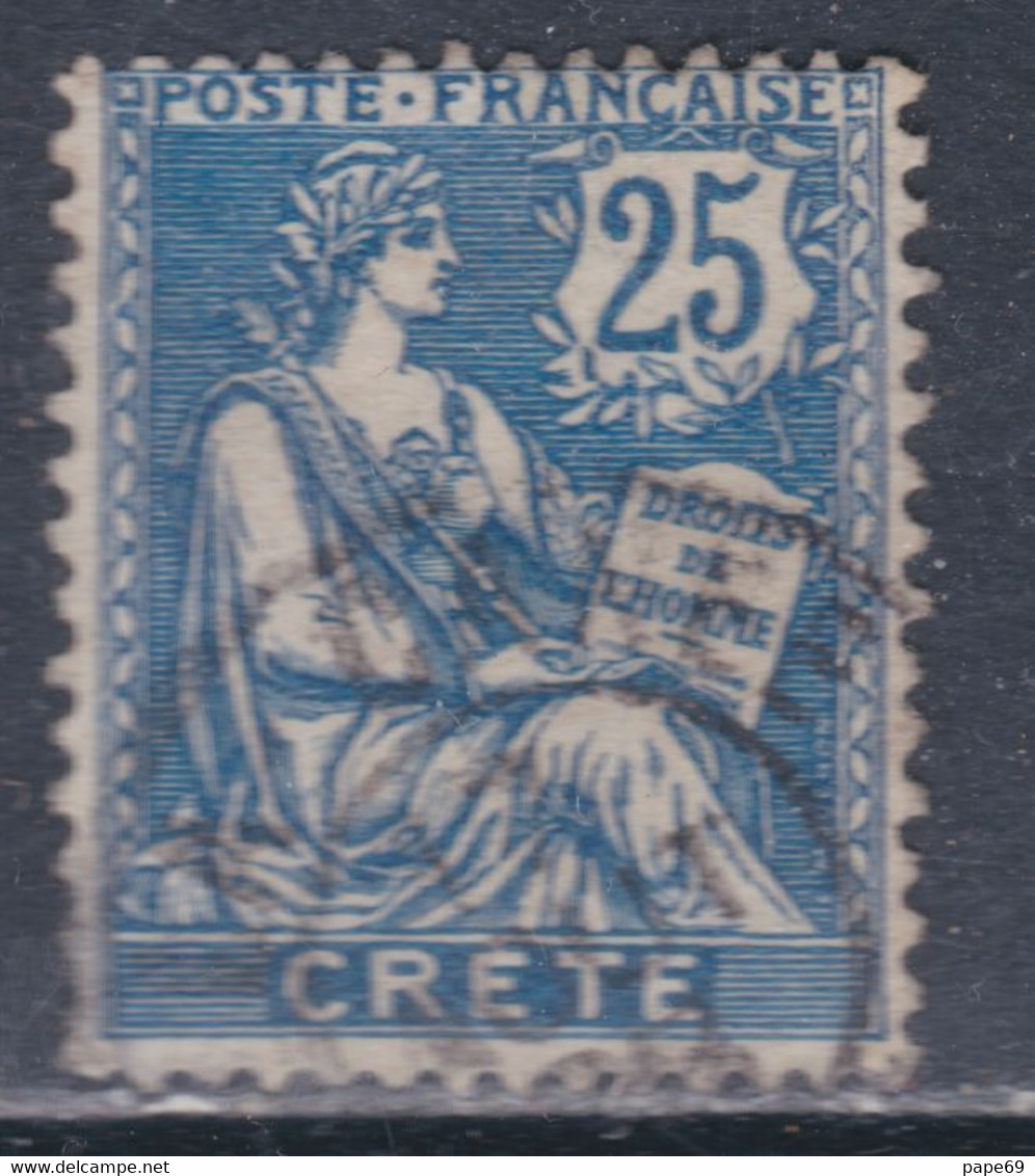 Crète N° 9 O Type Mouchon : 25 C. Bleu, Oblitération Moyenne Sinon TB - Nuovi