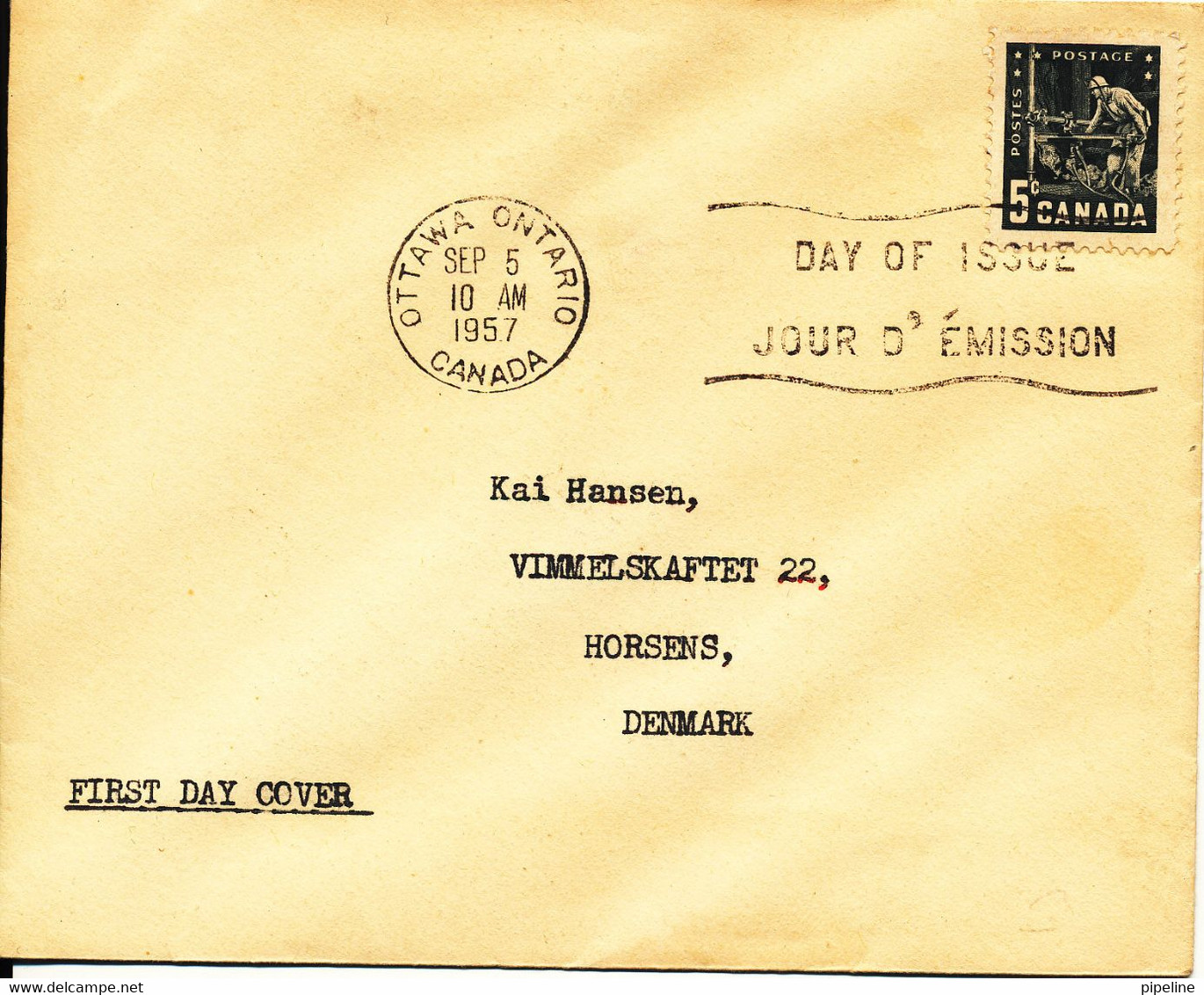 Canada Fdc 1952 Sent To Denmark - 1952-1960