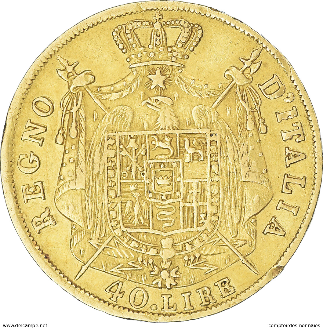 Monnaie, États Italiens, KINGDOM OF NAPOLEON, Napoleon I, 40 Lire, 1808, Milan - Napoleoniche