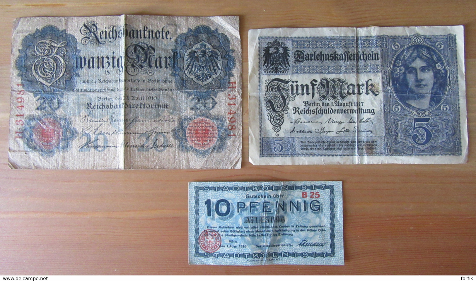 Allemagne / Deutschland - 7 Billets Divers Entre 1910 Et 1918 - 10 Pfennig Köln, 1 Mark, 5 Mark, 20 Mark - Collezioni