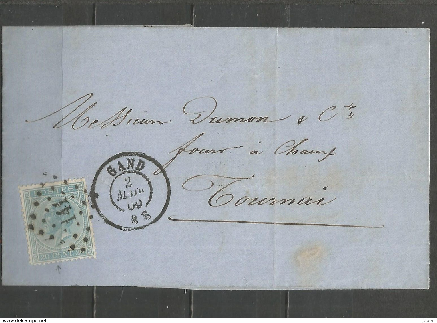 Belgique - N°18 Obl.LP141 De GAND Vers TOURNAI Du 2/3/1866 - Postmarks - Points