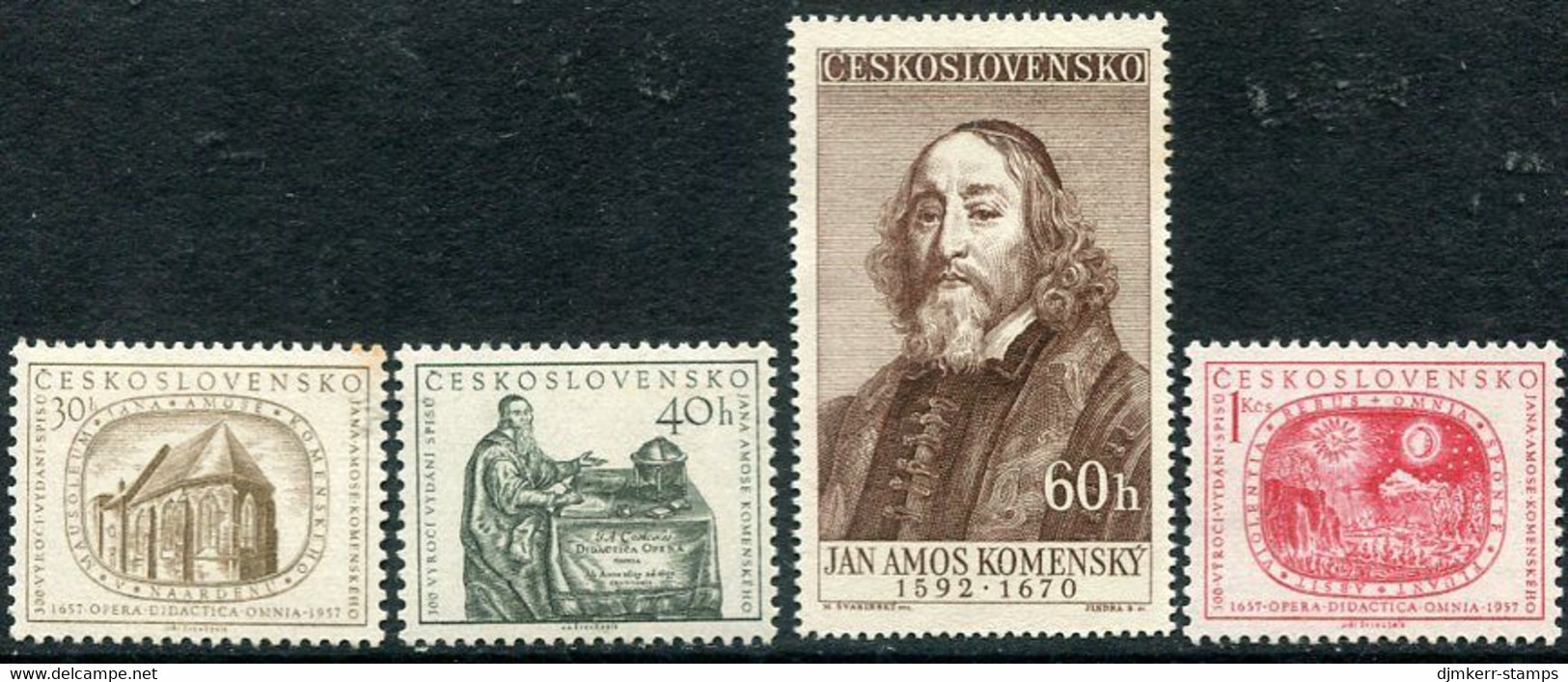 CZECHOSLOVAKIA 1957 Comenius Publication Tercentenary MNH / **.  Michel 1009-12 - Unused Stamps