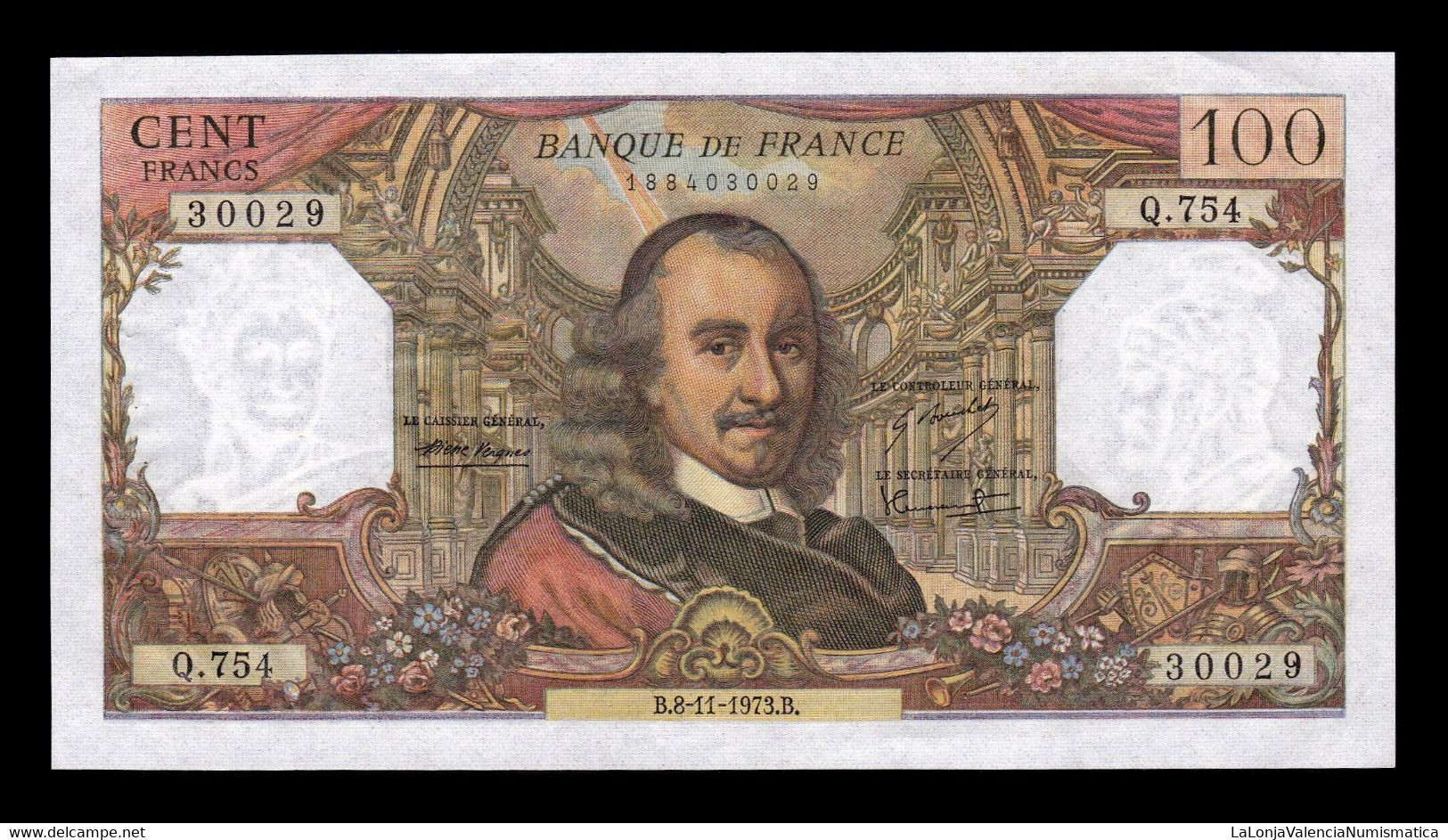 Francia France 100 Francs Corneille 1973 Pick 149d SC- AUNC - 100 F 1964-1979 ''Corneille''