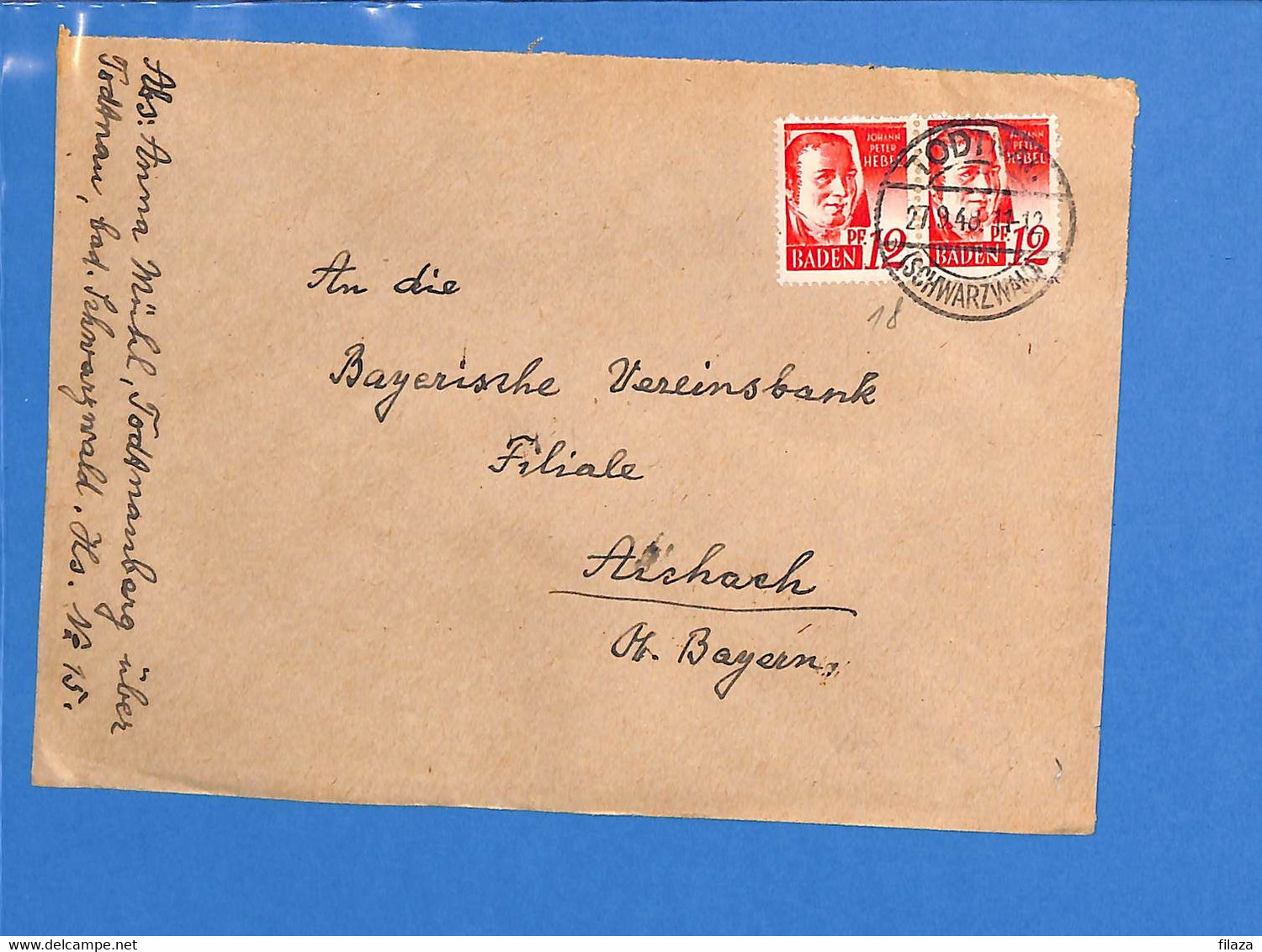 Allemagne Zone Française 1948 Baden - Lettre De Todtnau (G6022) - Baden