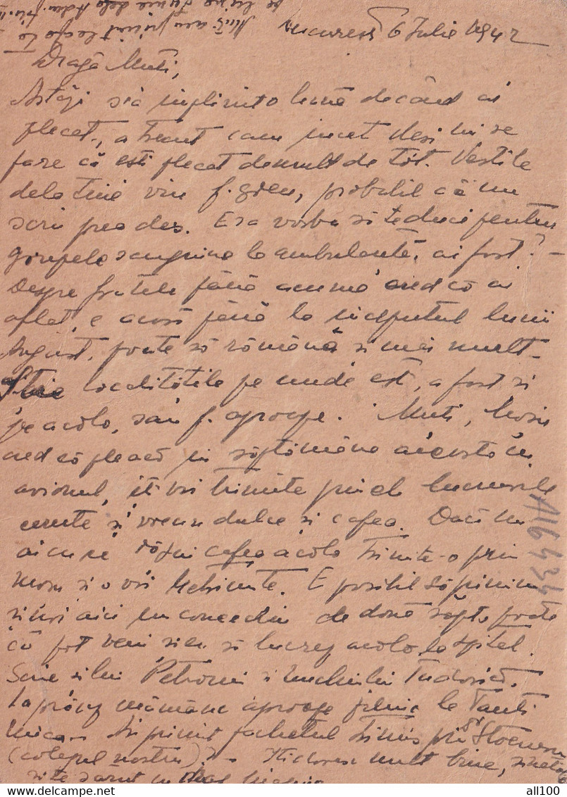 A16434-   MILITARY LETTER POSTAL STATIONERY KING MICHAEL 5 LEI CENZURAT BUCURESTI USED 1942 OFICIUL MILITAR 147 - Lettres 2ème Guerre Mondiale