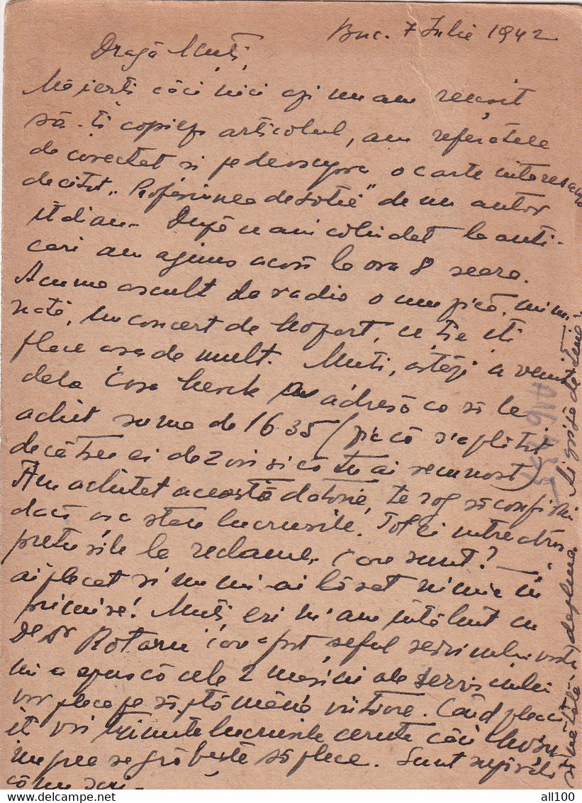 A16436 - MILITARY LETTER POSTAL STATIONERY KING MICHAEL 5 LEI CENZURAT BUCURESTI USED 1942 OFICIUL MILITAR 147 - Lettres 2ème Guerre Mondiale