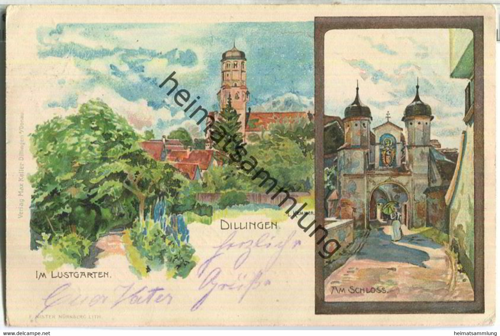 Dillingen An Der Donau - Schloss - Lustgarten - Signiert L. Kemmer - Verlag Max Keller Dillingen An Der Donau - Dillingen