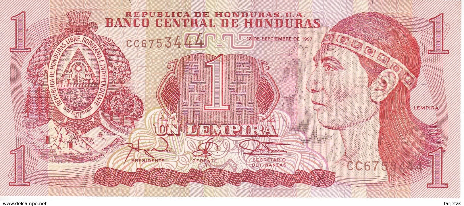 BILLETE DE HONDURAS DE 1 LEMPIRA AÑO 1997 EN CALIDAD EBC (XF) (BANKNOTE) - Honduras