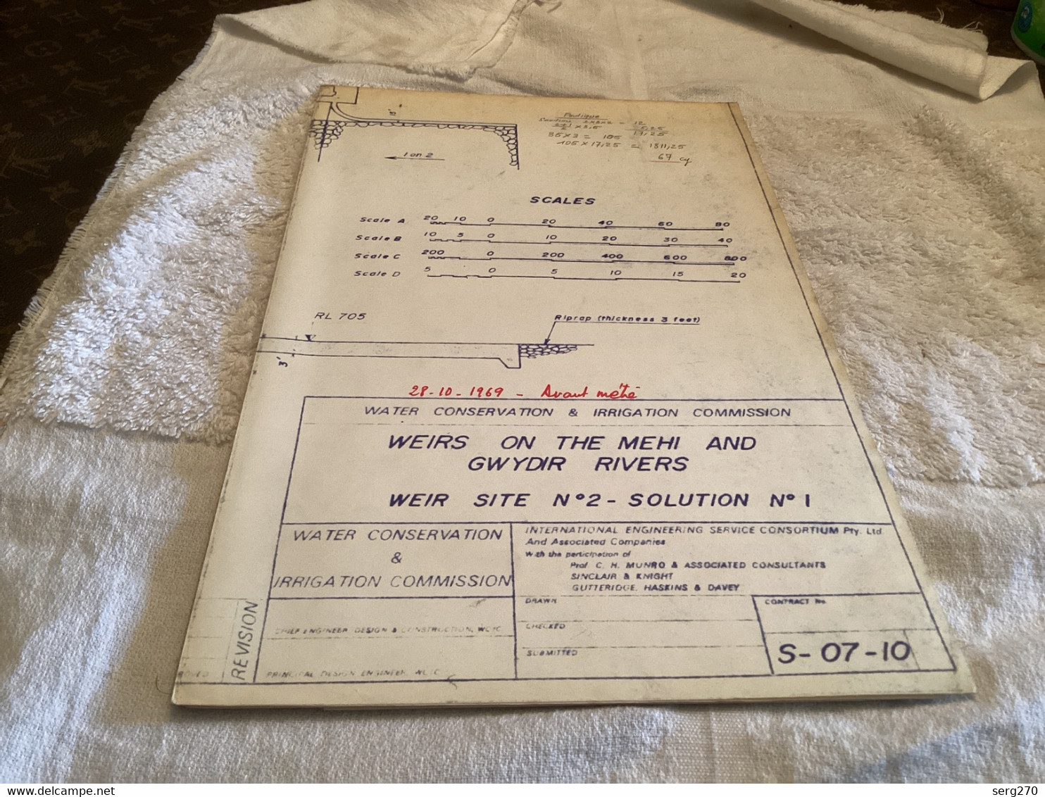 Plan Topographique  Water Conservation Irrigation Weirs On Thé Mehi And Gwydir Rivers 1969 Australia Australie - Obras Públicas