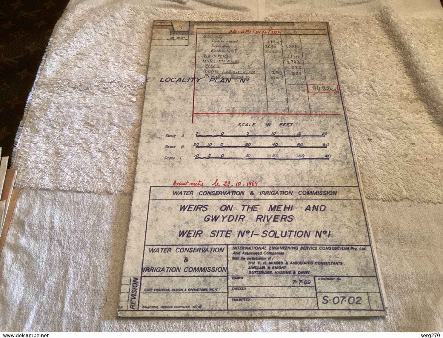 Plan Topographique  Water Conservation Irrigation Weirs On Thé Mehi And Gwydir Rivers 1969 Australia Australie - Travaux Publics