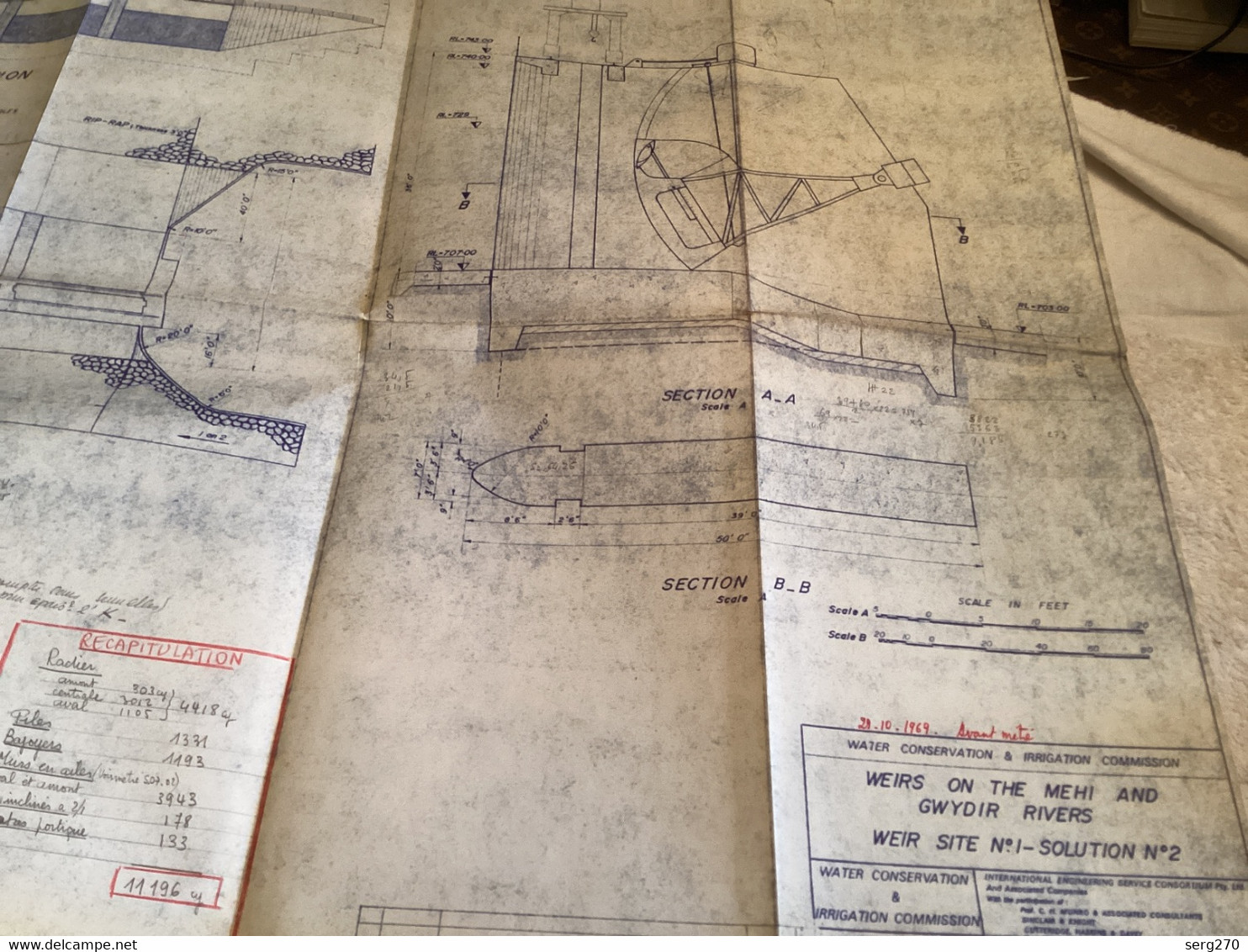 Plan Topographique  Water Conservation Irrigation Weirs On Thé Mehi And Gwydir Rivers 1969 Australia Australie - Obras Públicas