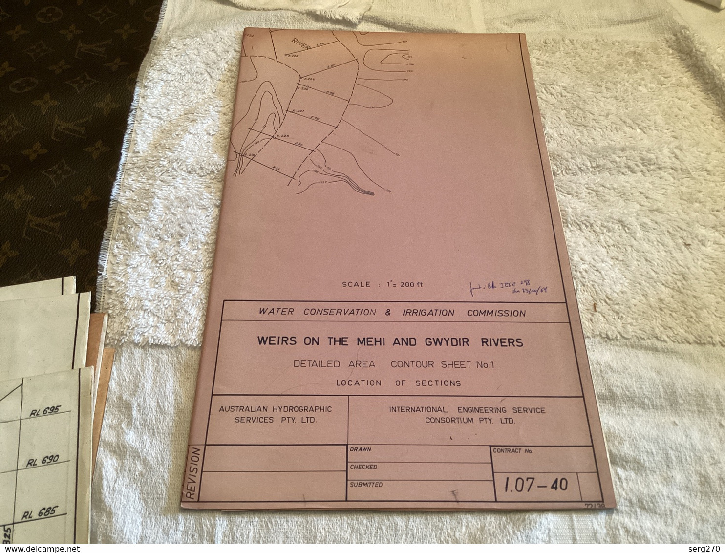 Plan Topographique  Water Conservation Irrigation Weirs On Thé Mehi And Gwydir Rivers 1969 Australia Australie - Obras Públicas