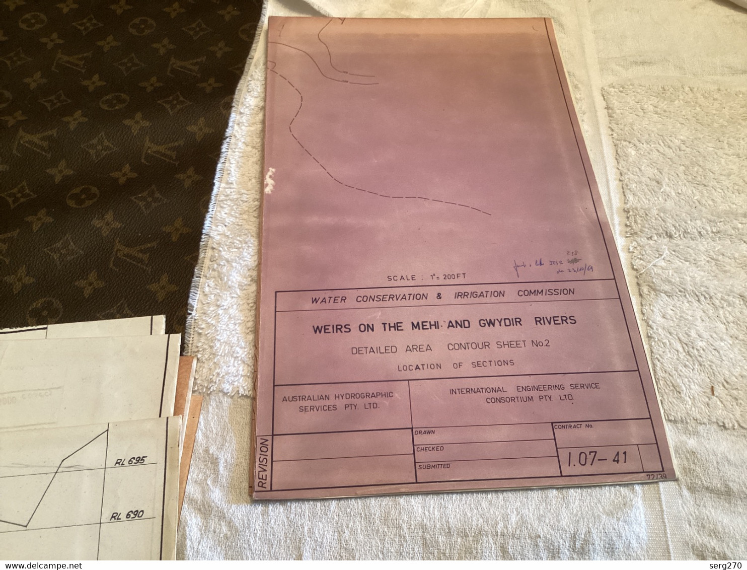 Plan Topographique  Water Conservation Irrigation Weirs On Thé Mehi And Gwydir Rivers 1969 Australia Australie - Travaux Publics