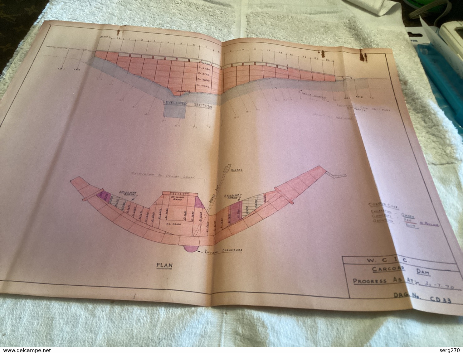 Plan  Carcoar Dam WATER  CARCOAR   BARRAGE 1970;australia Australie - Obras Públicas