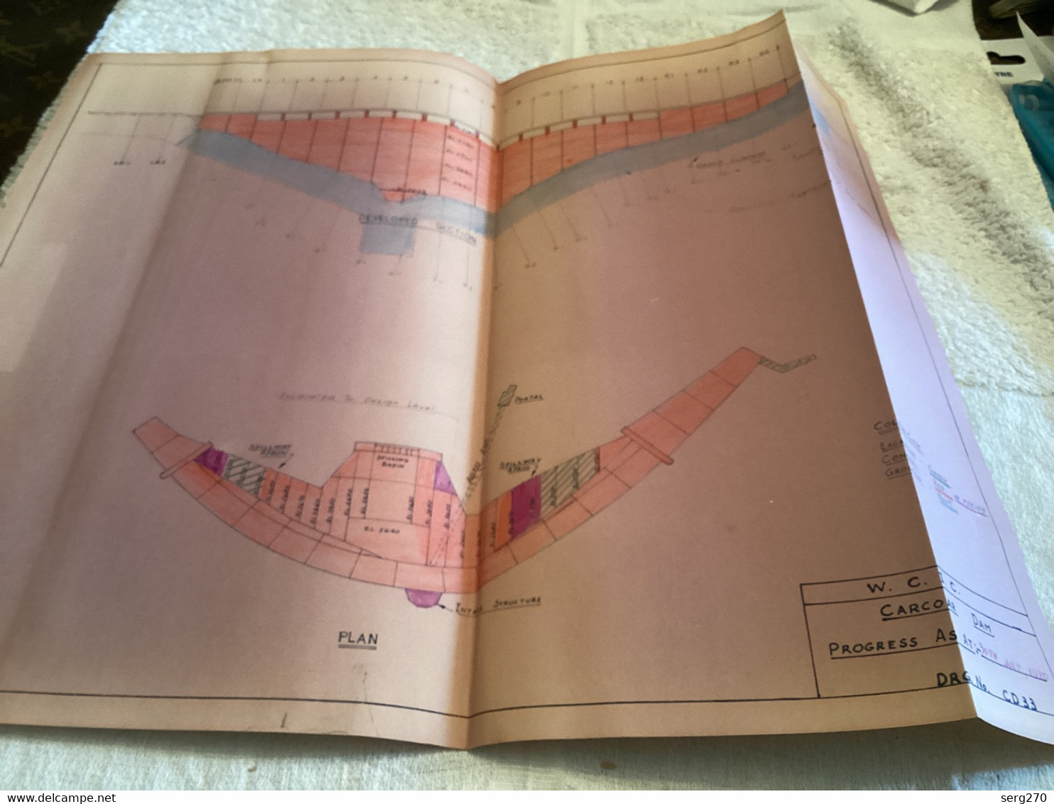 Plan   Dessin Carcoar Dam WATER  CARCOAR   BARRAGE 1970;australia Australie - Obras Públicas