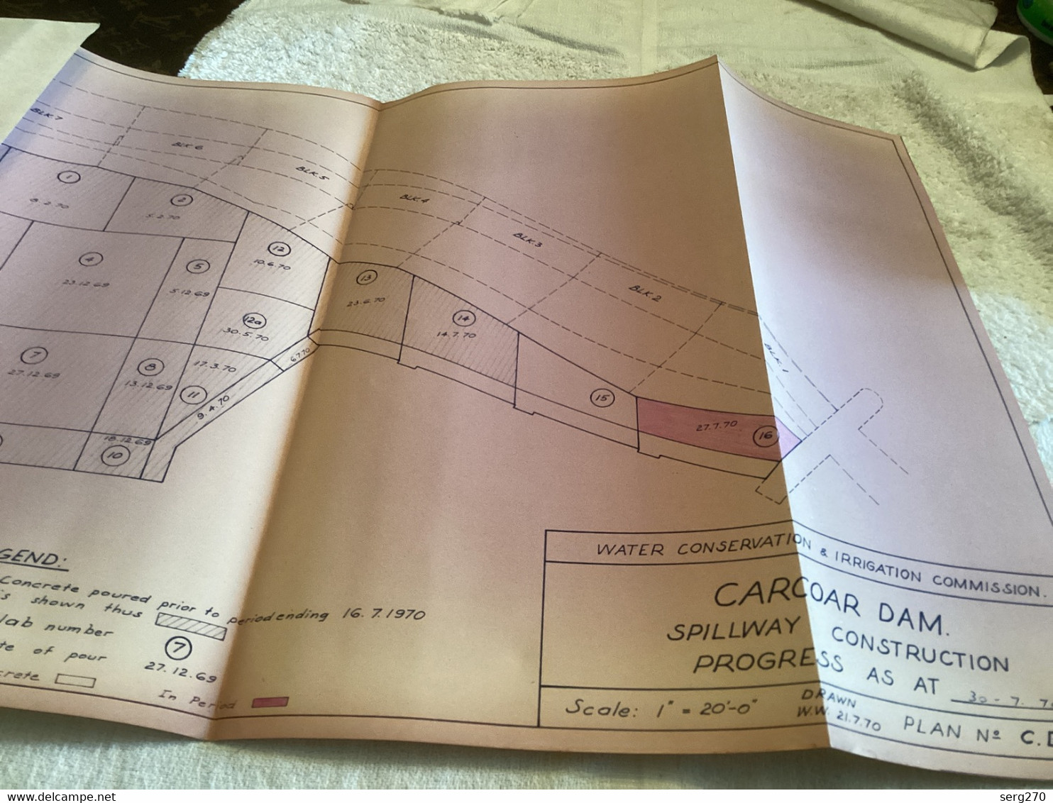 Plan   Dessin Carcoar Dam WATER  CARCOAR   BARRAGE 1970;australia Australie - Public Works