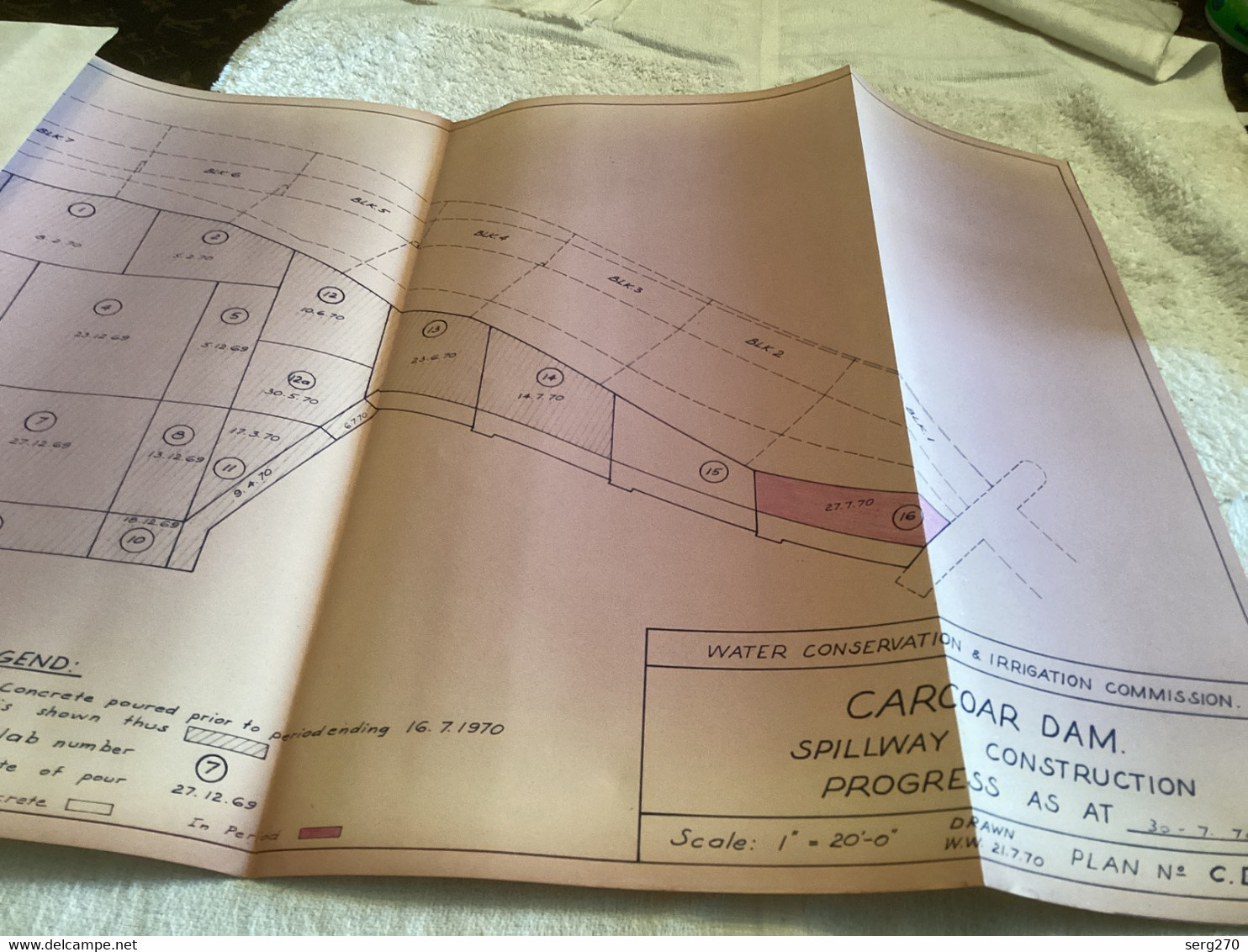 Plan   Dessin Carcoar Dam WATER  CARCOAR   BARRAGE 1970;australia Australie - Travaux Publics