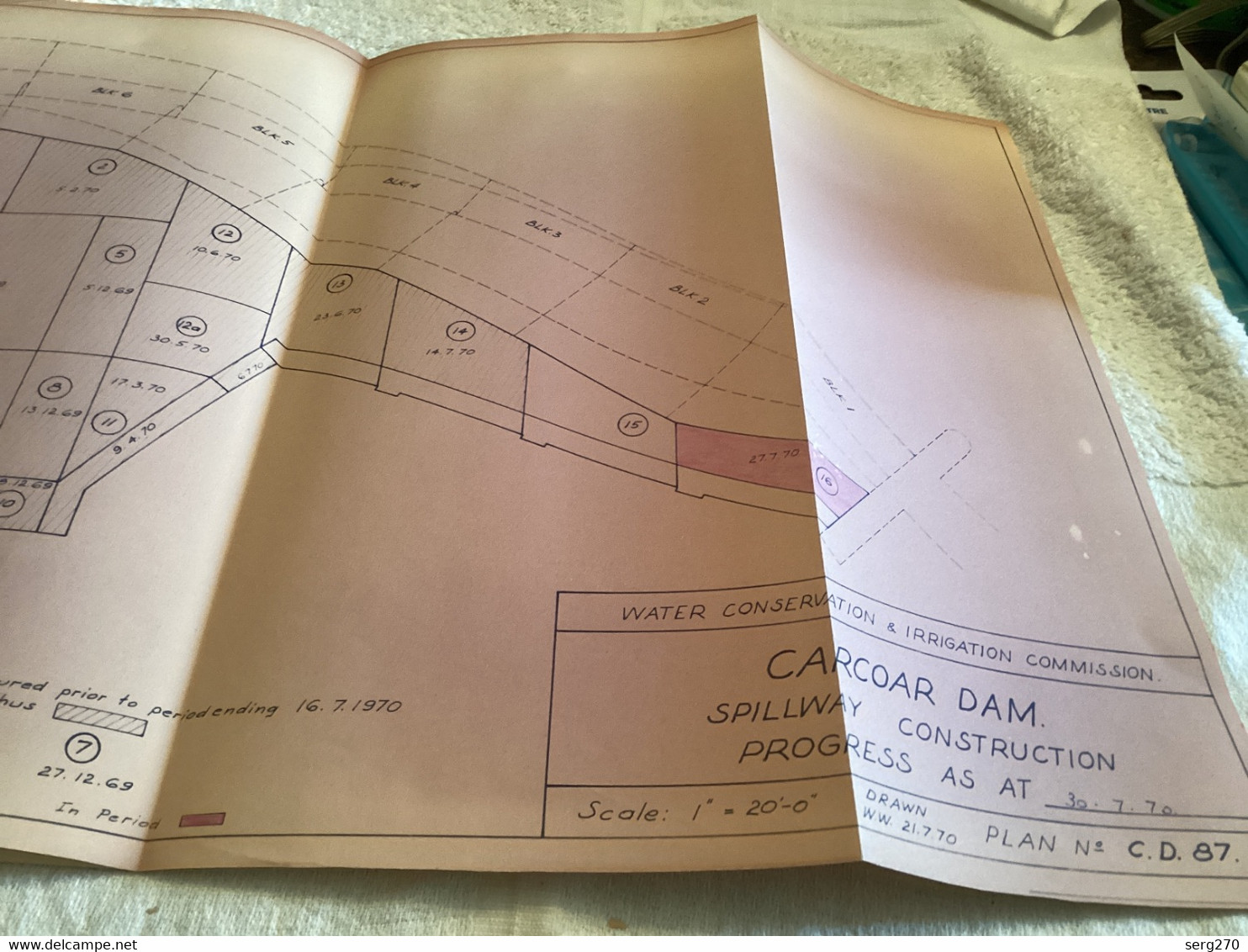 Plan   Dessin Carcoar Dam WATER  CARCOAR   BARRAGE 1970;australia Australie - Obras Públicas