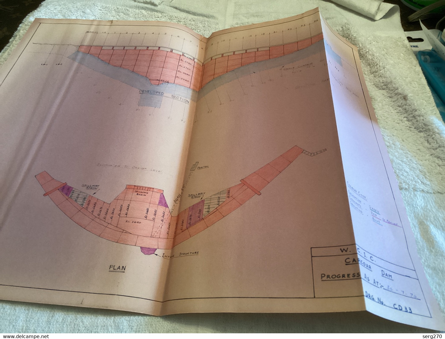 Plan   Dessin Carcoar Dam WATER  CARCOAR   BARRAGE 1970;australia Australie - Obras Públicas