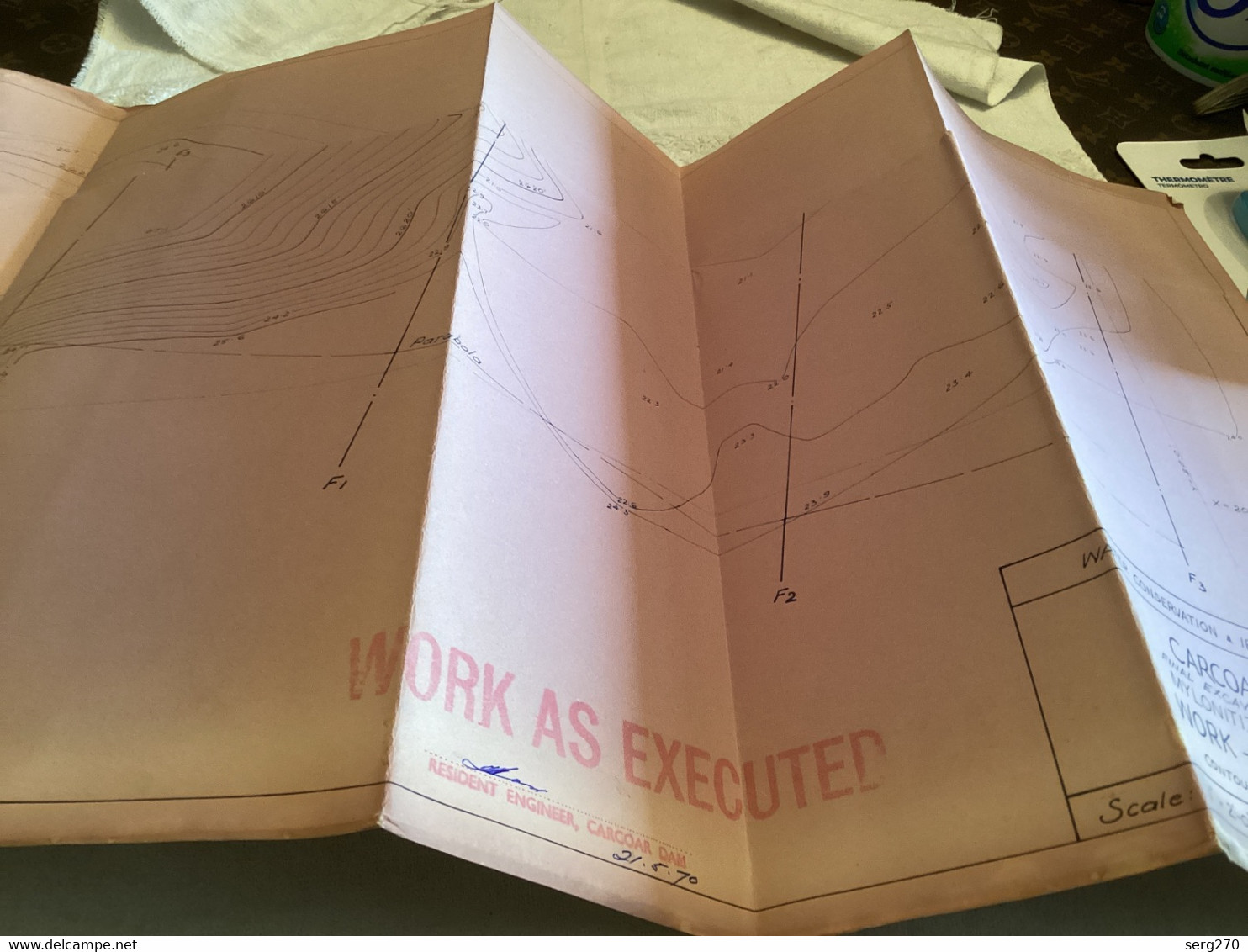 Plan   Dessin Carcoar Dam WATER  CARCOAR   BARRAGE 1970;australia Australie Tampon Work As Executed - Obras Públicas