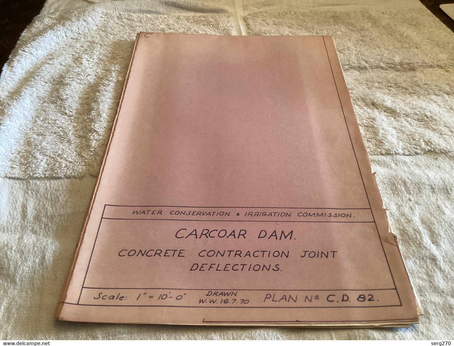 Plan   Dessin Carcoar Dam WATER  CARCOAR   BARRAGE 1970;australia Australie - Travaux Publics