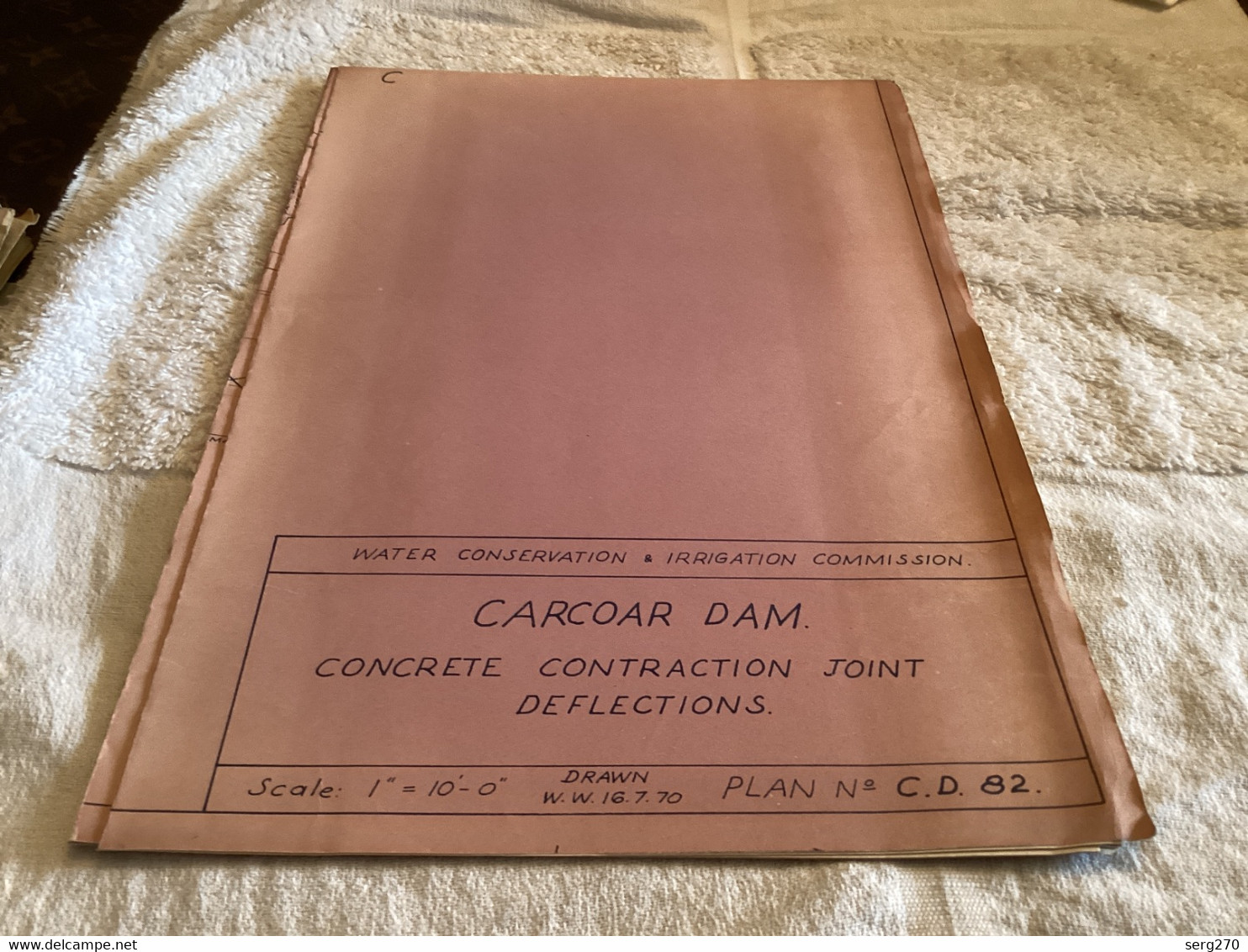 Plan   Dessin Carcoar Dam WATER  CARCOAR   BARRAGE 1970;australia Australie - Publieke Werken