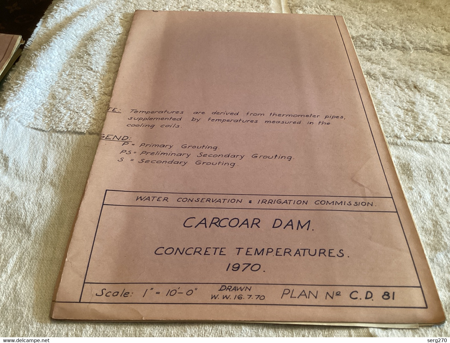 Plan   Dessin Carcoar Dam WATER  CARCOAR   BARRAGE 1970;australia Australie - Opere Pubbliche