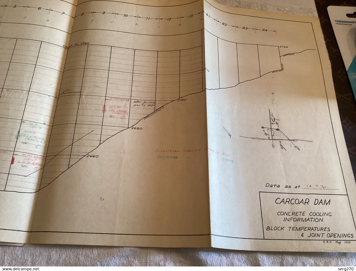 Plan   Dessin Carcoar Dam WATER  CARCOAR   BARRAGE 1970;australia Australie Construction - Public Works