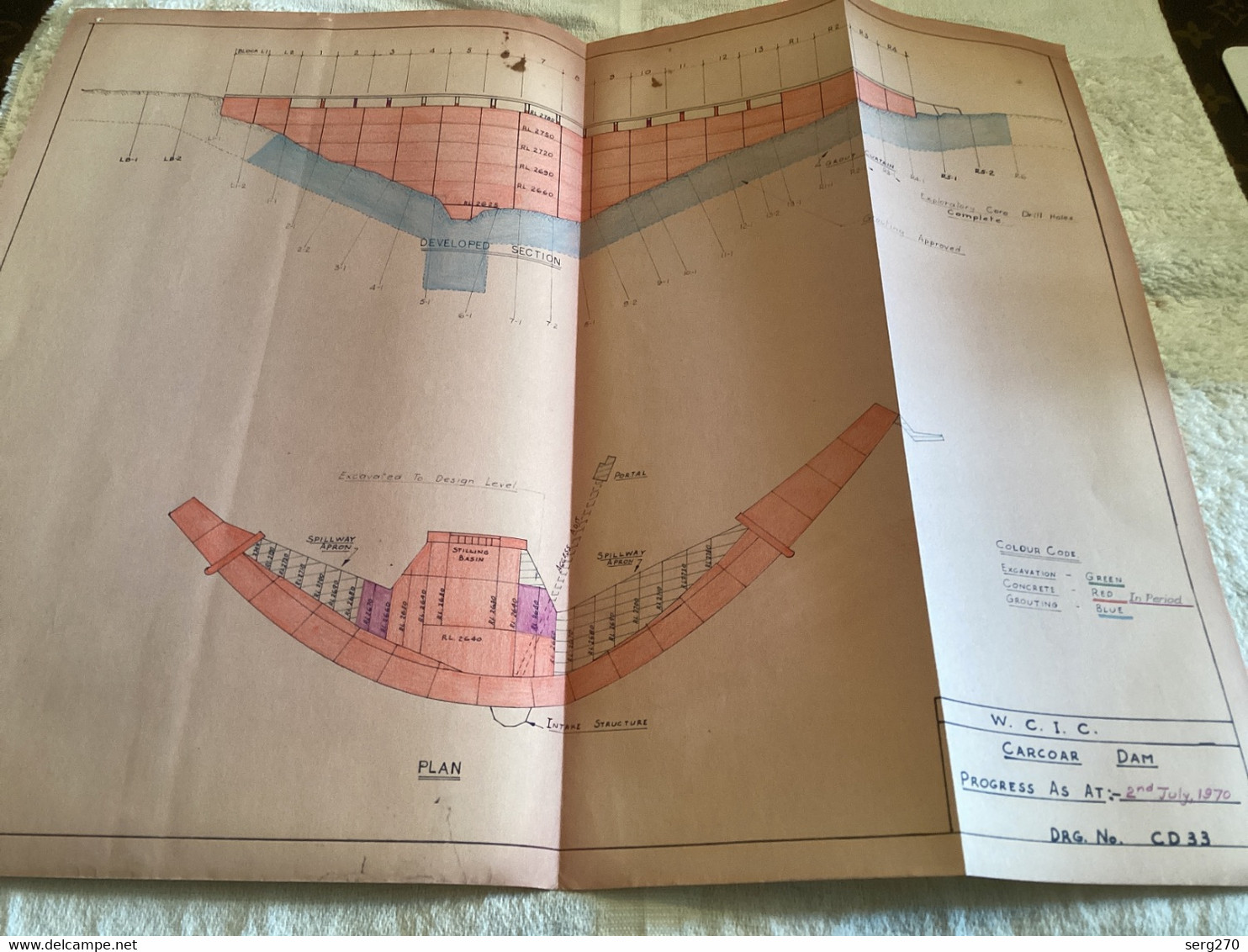 Plan   Dessin Carcoar Dam WATER  CARCOAR   BARRAGE 1970;australia Australie PROGRAMME FOR COOLING AND - Obras Públicas